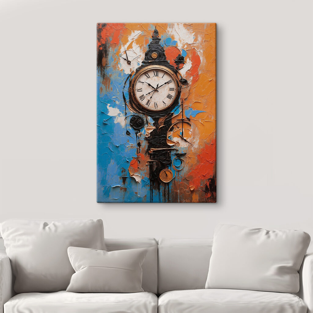 A clock with a paint on it A clock with a paint on it