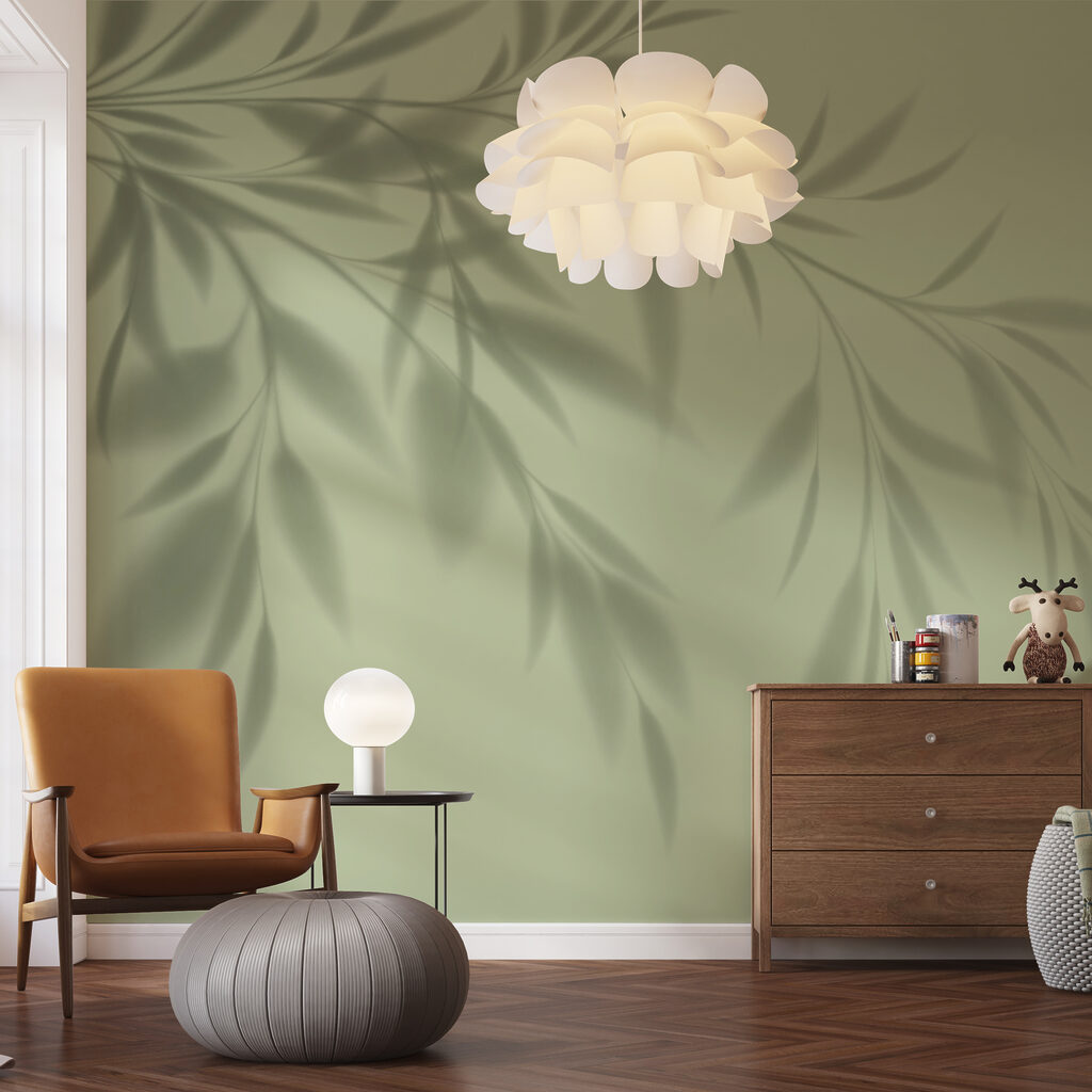 A shadow of a plant on a wall