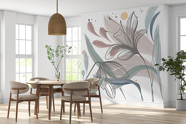 Un disegno di fiori e foglie Un disegno di fiori e foglie