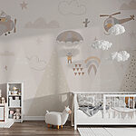 Carta da parati Uno sfondo con montagne e aerei