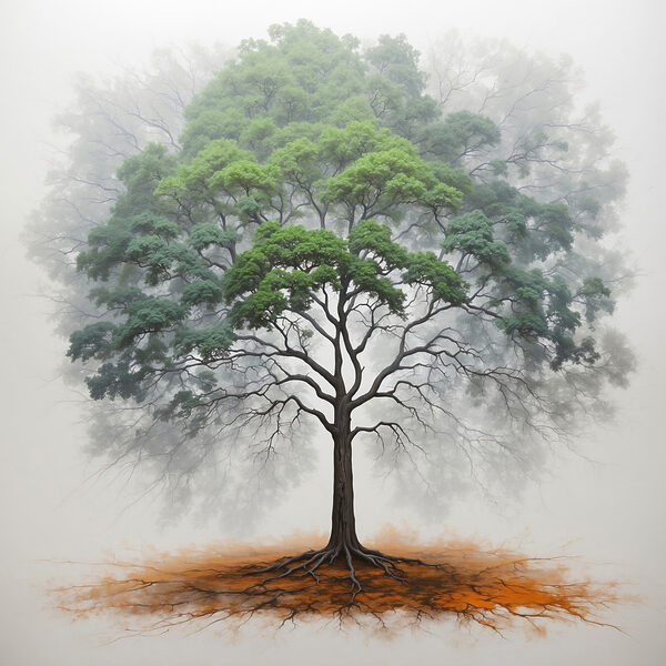 A tree with a large root system