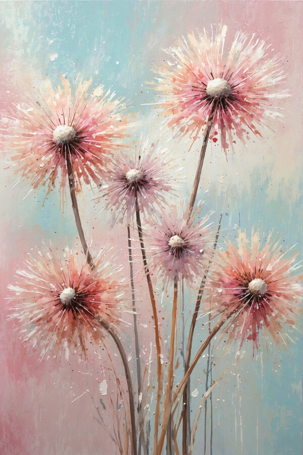 A painting of pink flowers