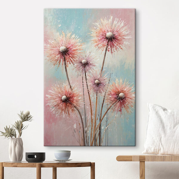 A painting of pink flowers