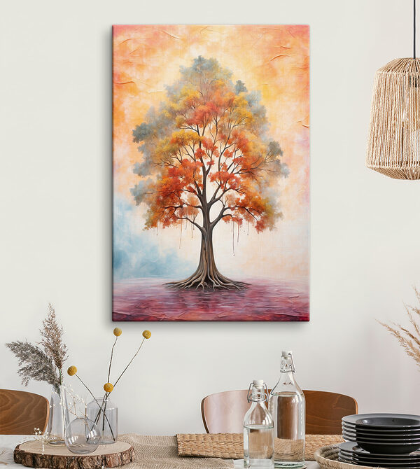 Quadri Quadri Un dipinto raffigurante un albero con foglie arancioni e gialle (COD: s38063)