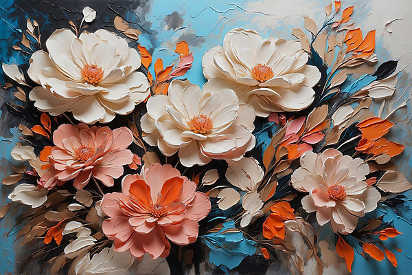 A painting of flowers and leaves A painting of flowers and leaves