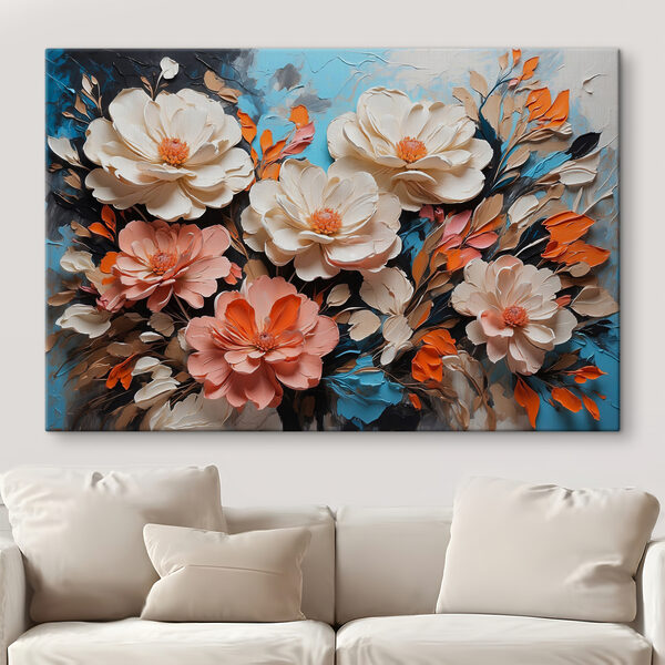 A painting of flowers and leaves A painting of flowers and leaves