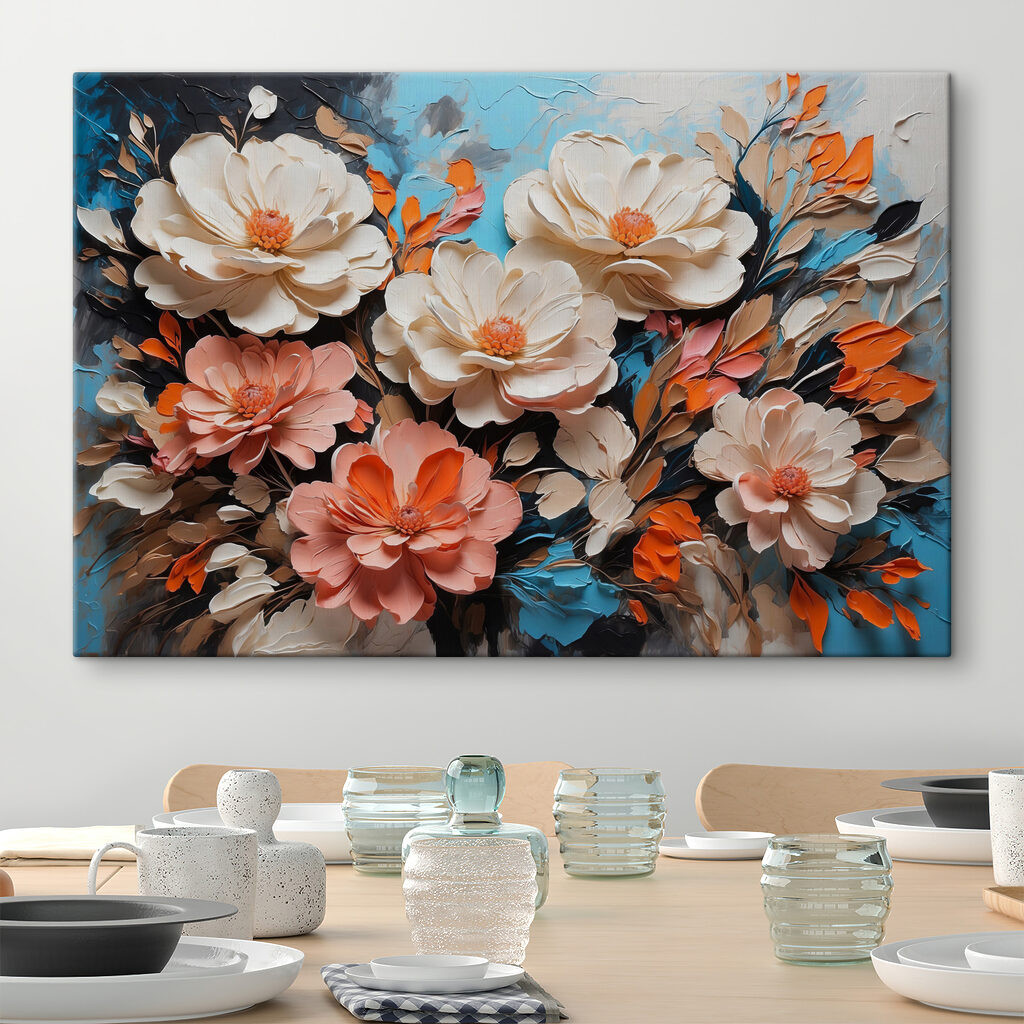 A painting of flowers and leaves A painting of flowers and leaves