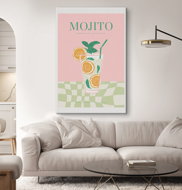 Quadri Un poster raffigurante una bevanda con arance e foglie di menta