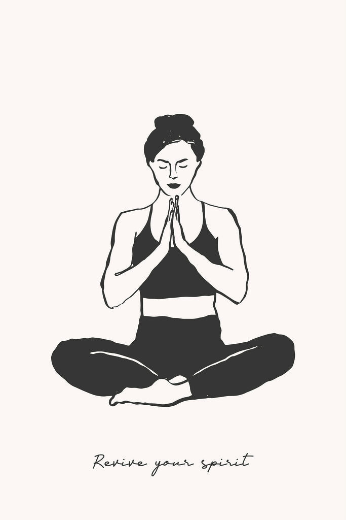 A woman sitting cross legged with her hands together A woman sitting cross legged with her hands together