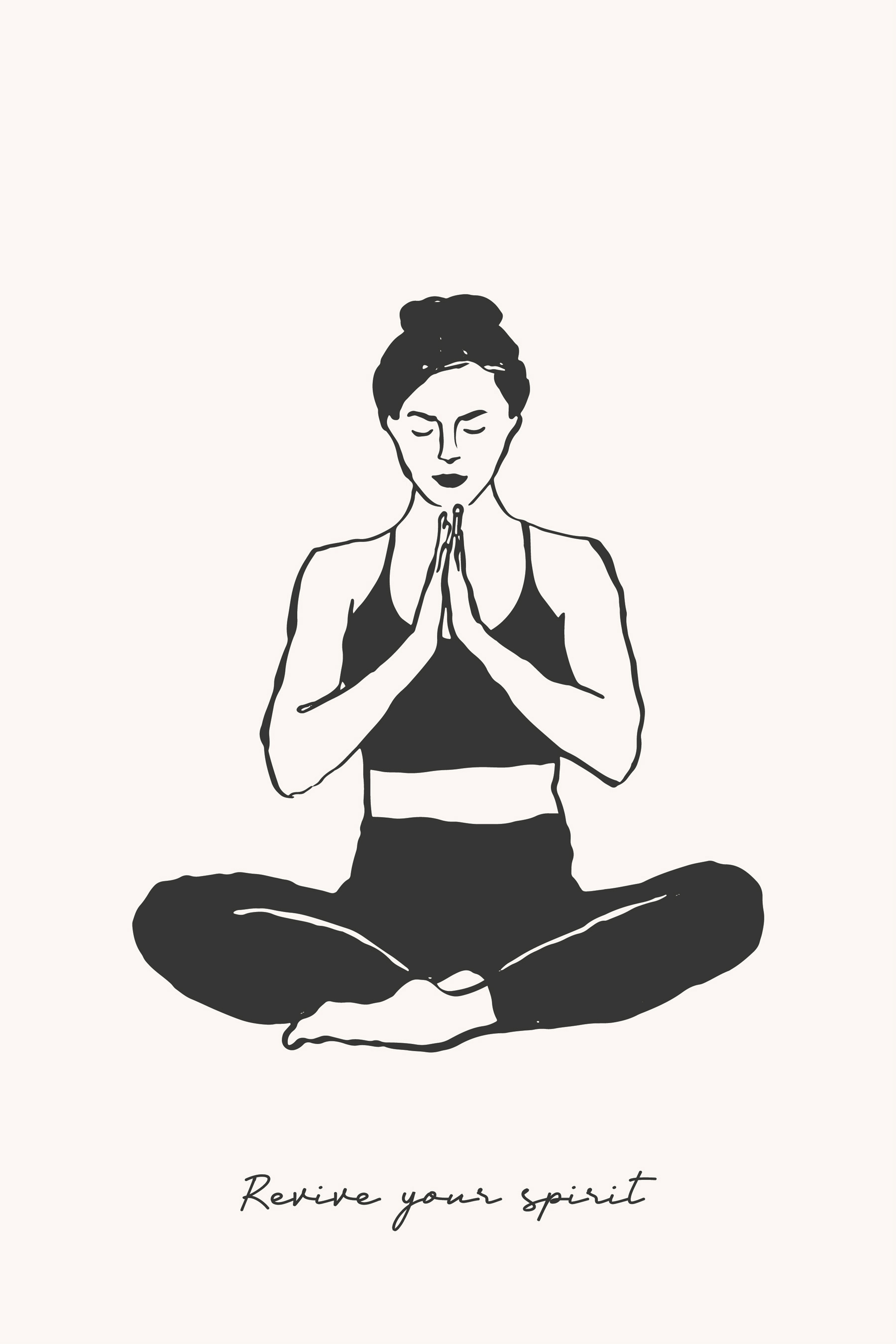 A woman sitting cross legged with her hands together A woman sitting cross legged with her hands together