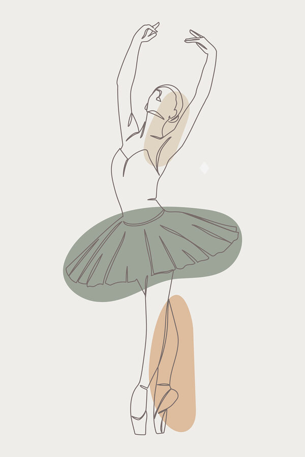 A drawing of a woman in a tutu