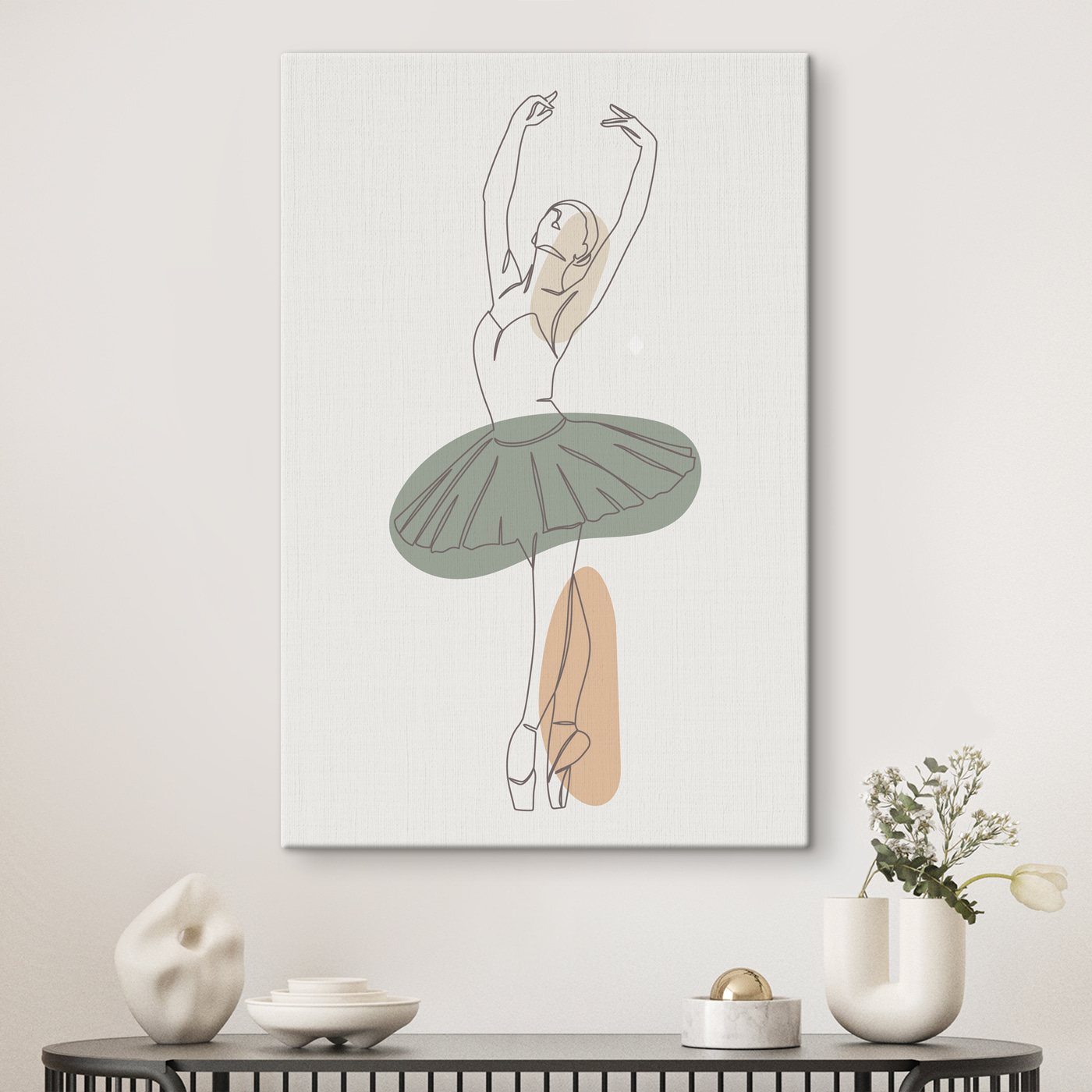 A drawing of a woman in a tutu