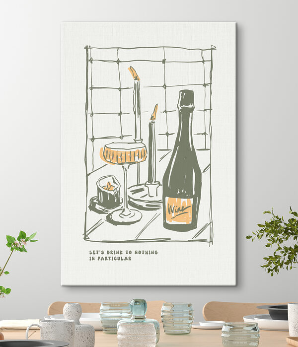 A drawing of a wine bottle and glasses A drawing of a wine bottle and glasses