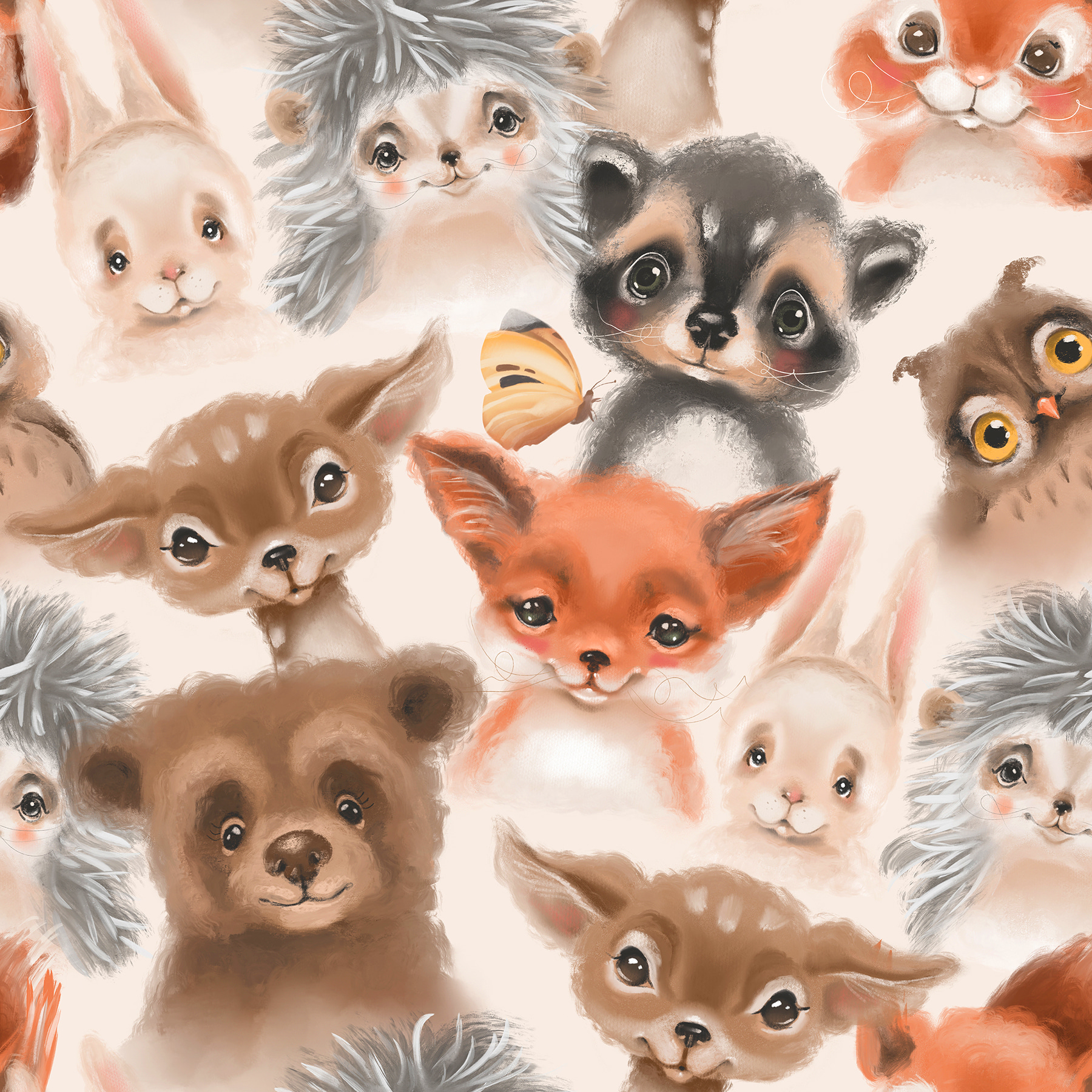 A group of animals with a butterfly