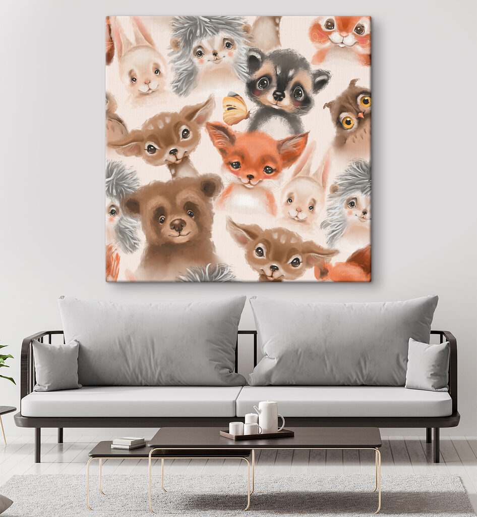 A group of animals with a butterfly