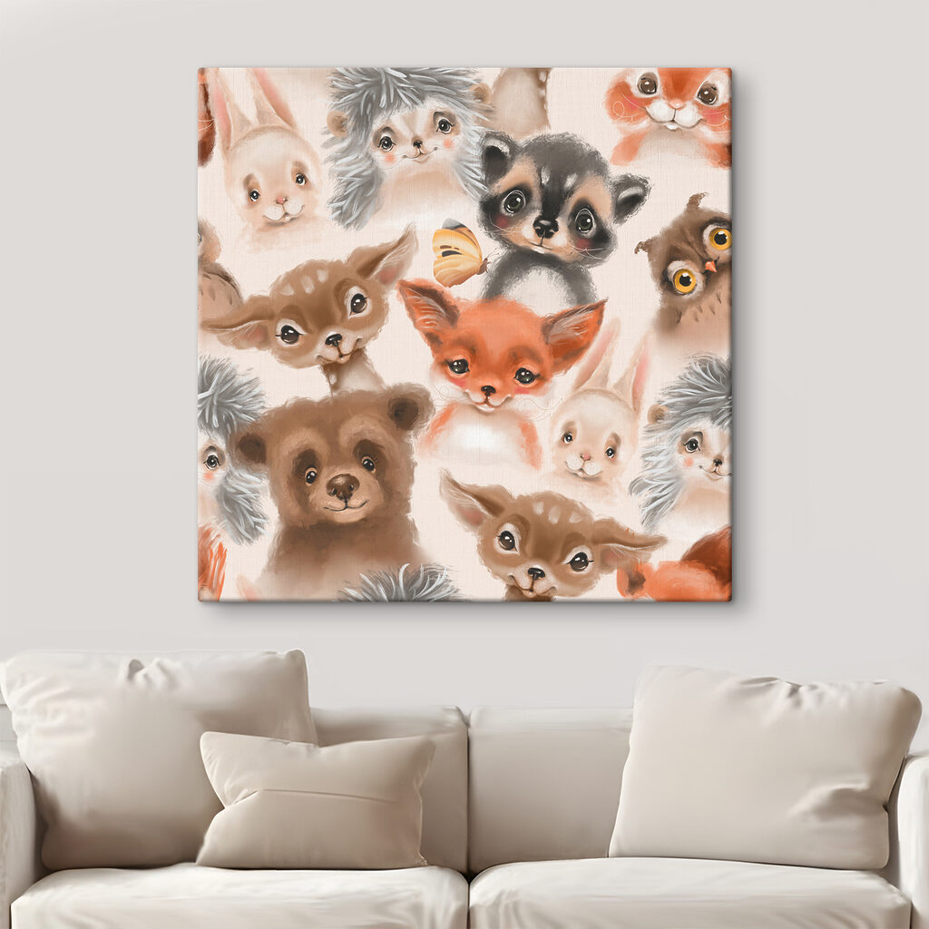 A group of animals with a butterfly
