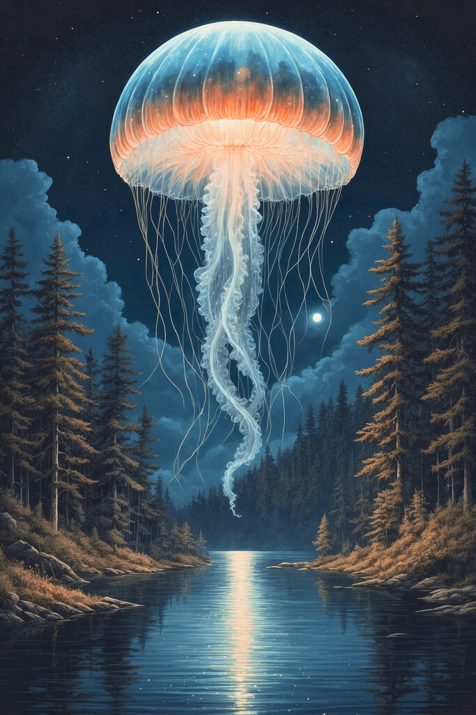 A jellyfish in the sky