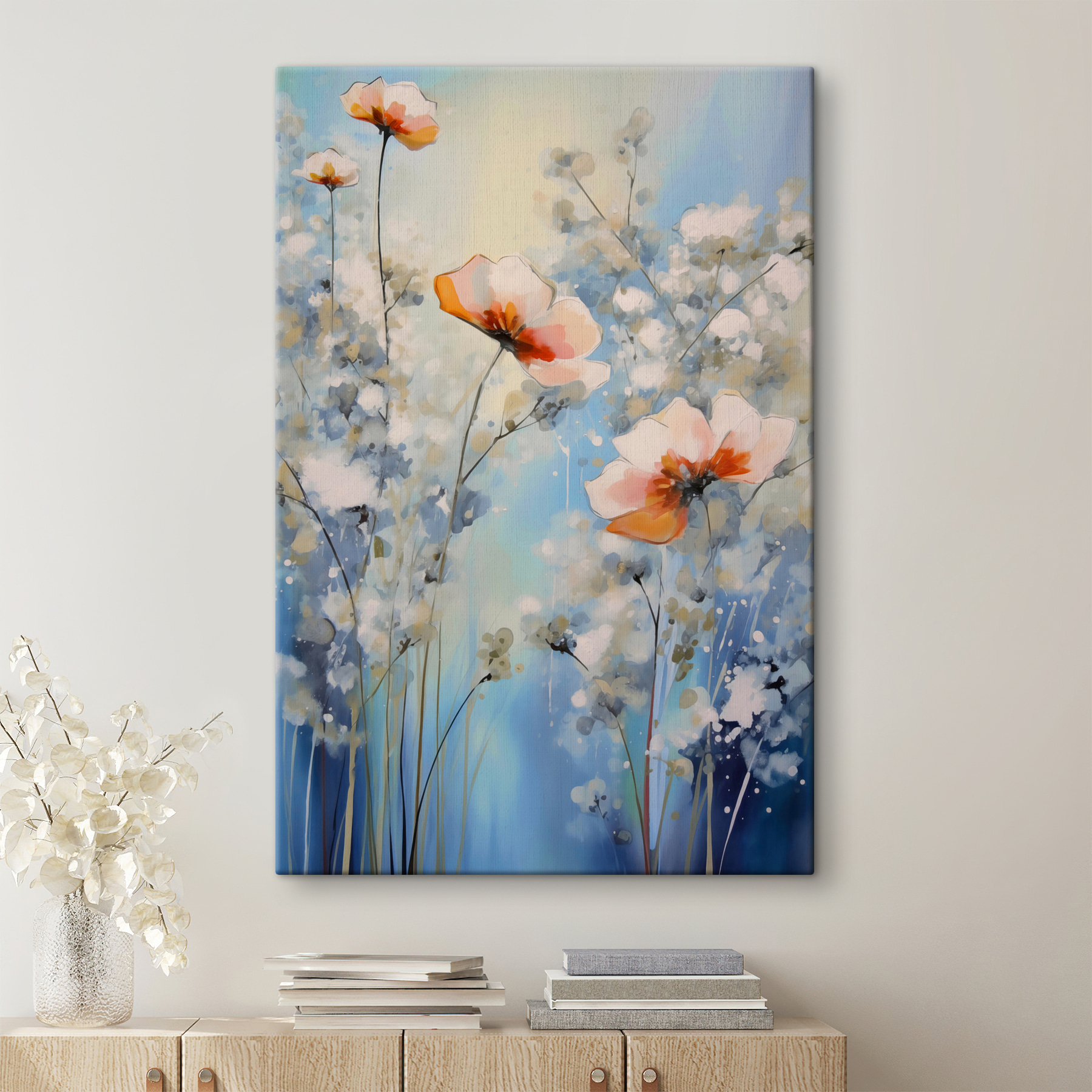 A painting of flowers and plants A painting of flowers and plants