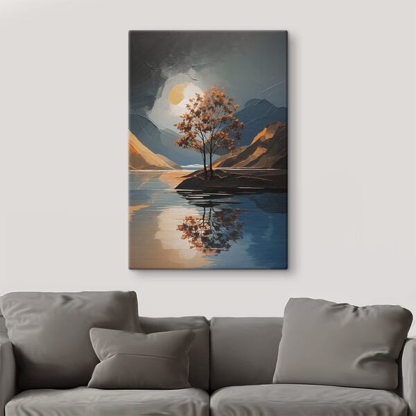 Quadri Quadri Un albero su una piccola isola in un lago (COD: s38112)