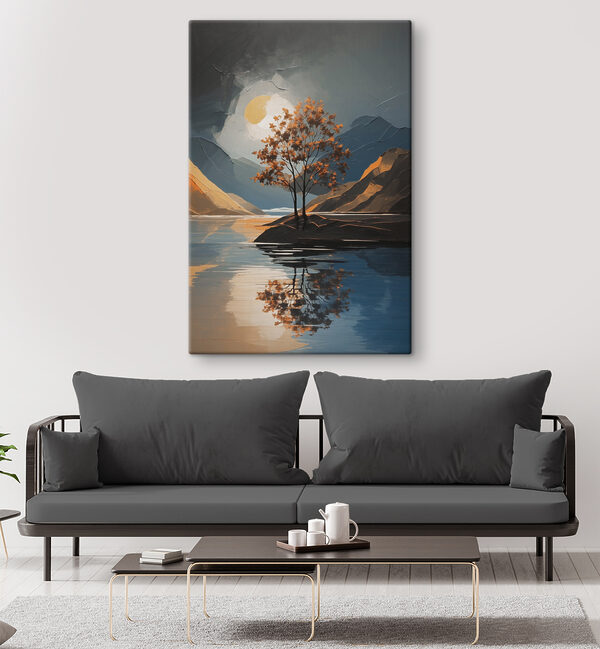 A tree on a small island in a lake