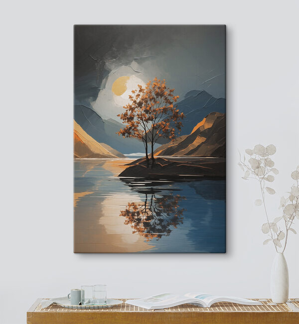 A tree on a small island in a lake