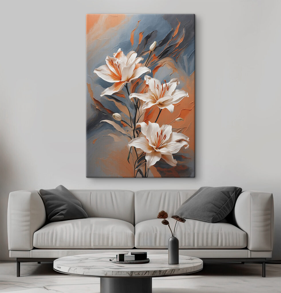A painting of white flowers