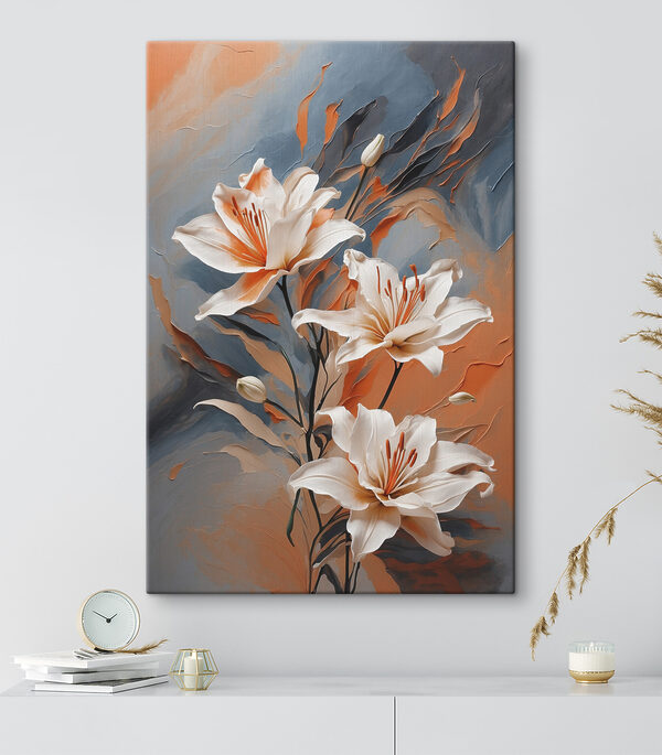 A painting of white flowers