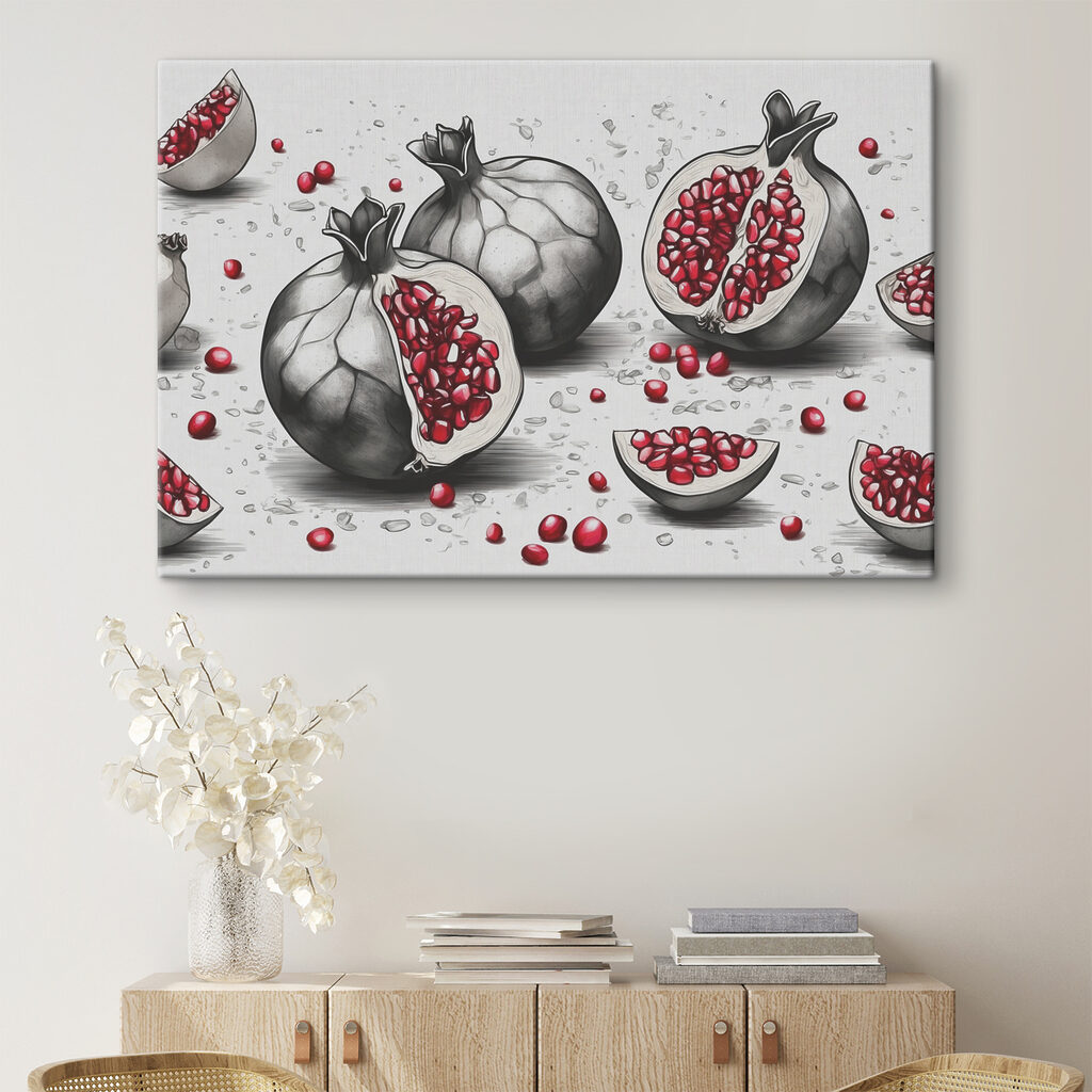 A pomegranate cut in half A pomegranate cut in half