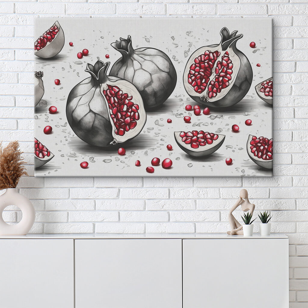 A pomegranate cut in half A pomegranate cut in half