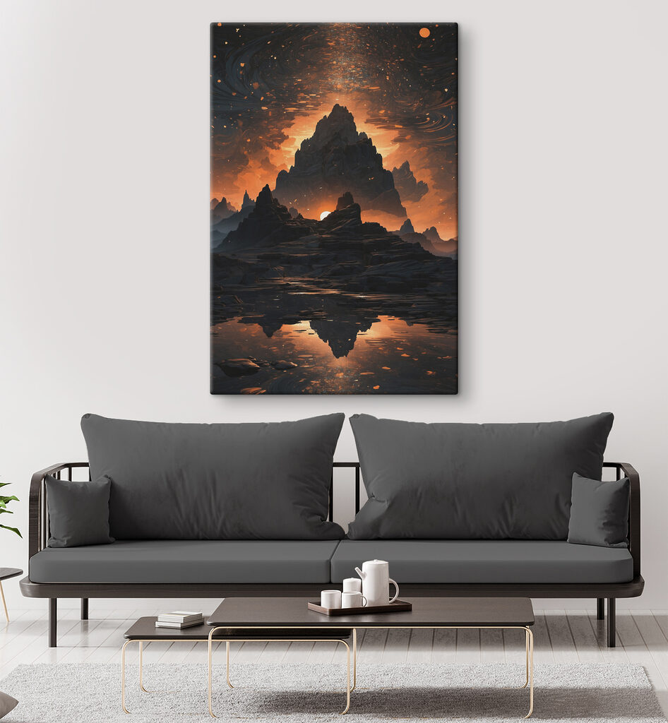 A mountain range with a sunset behind it A mountain range with a sunset behind it
