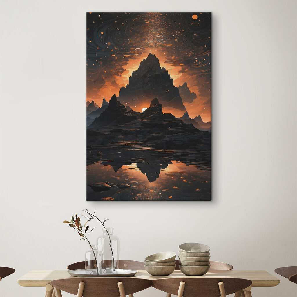 A mountain range with a sunset behind it A mountain range with a sunset behind it