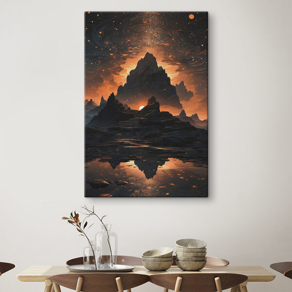 A mountain range with a sunset behind it A mountain range with a sunset behind it