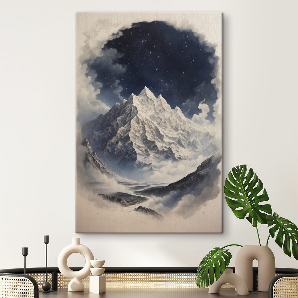 A mountain with clouds and stars A mountain with clouds and stars