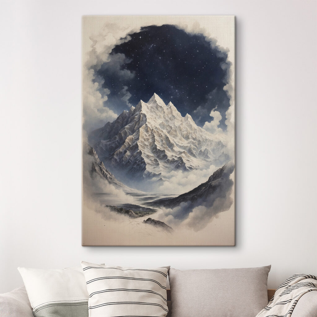 A mountain with clouds and stars A mountain with clouds and stars