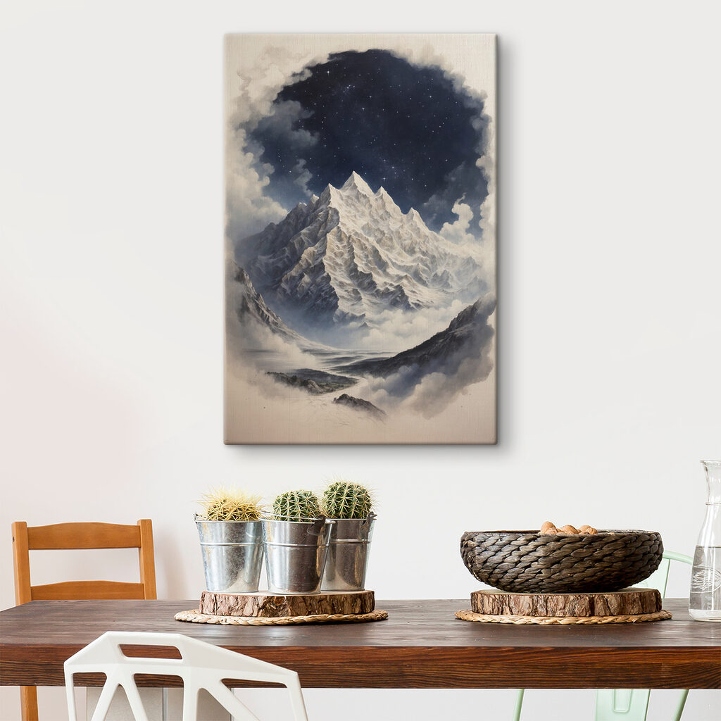 A mountain with clouds and stars A mountain with clouds and stars