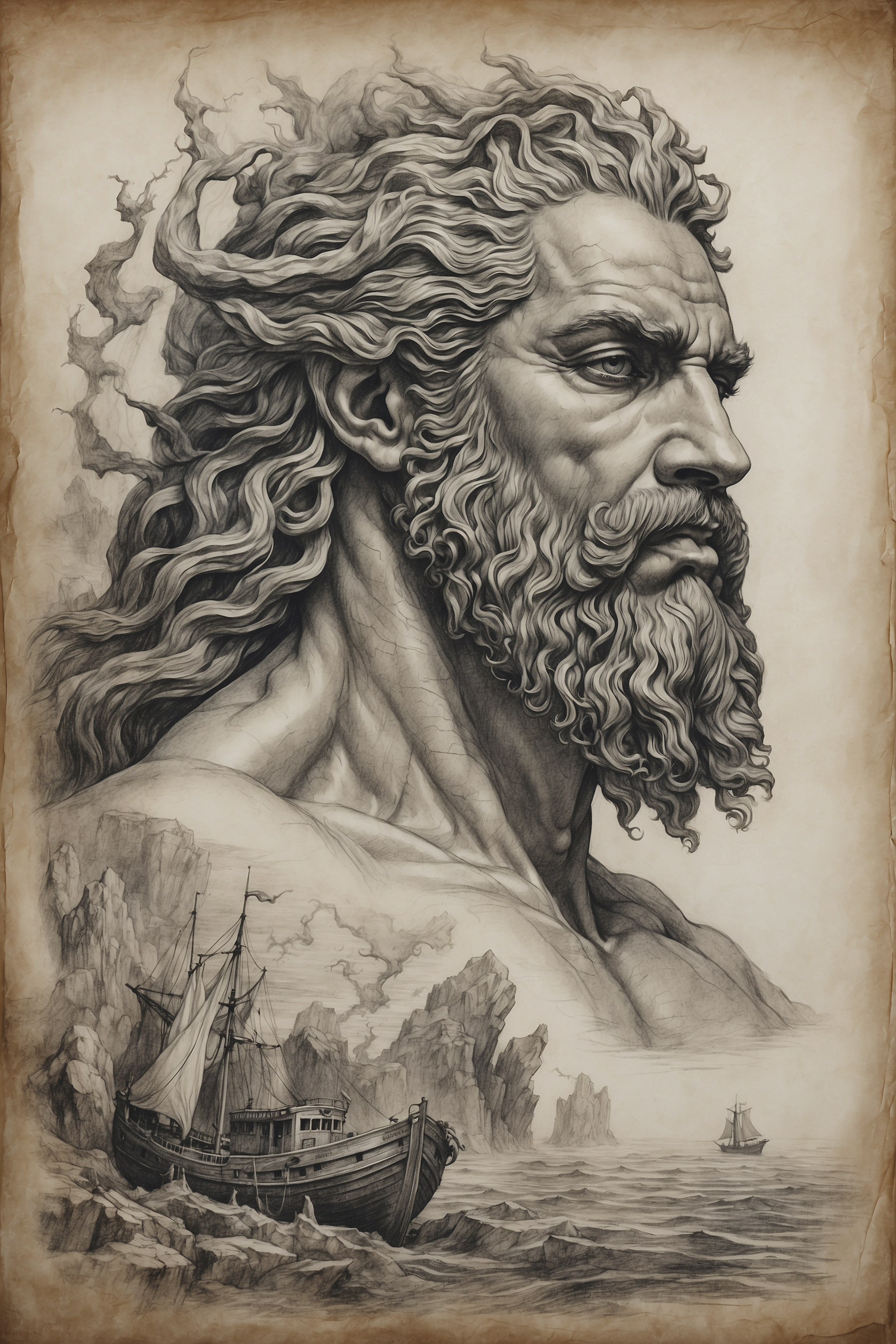 A drawing of a man with a beard A drawing of a man with a beard