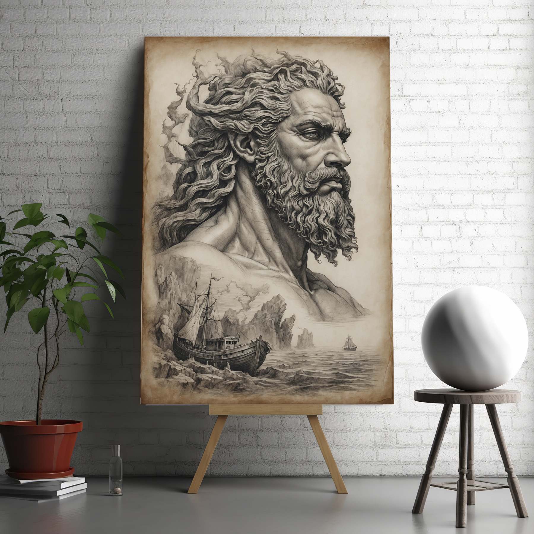 A drawing of a man with a beard A drawing of a man with a beard