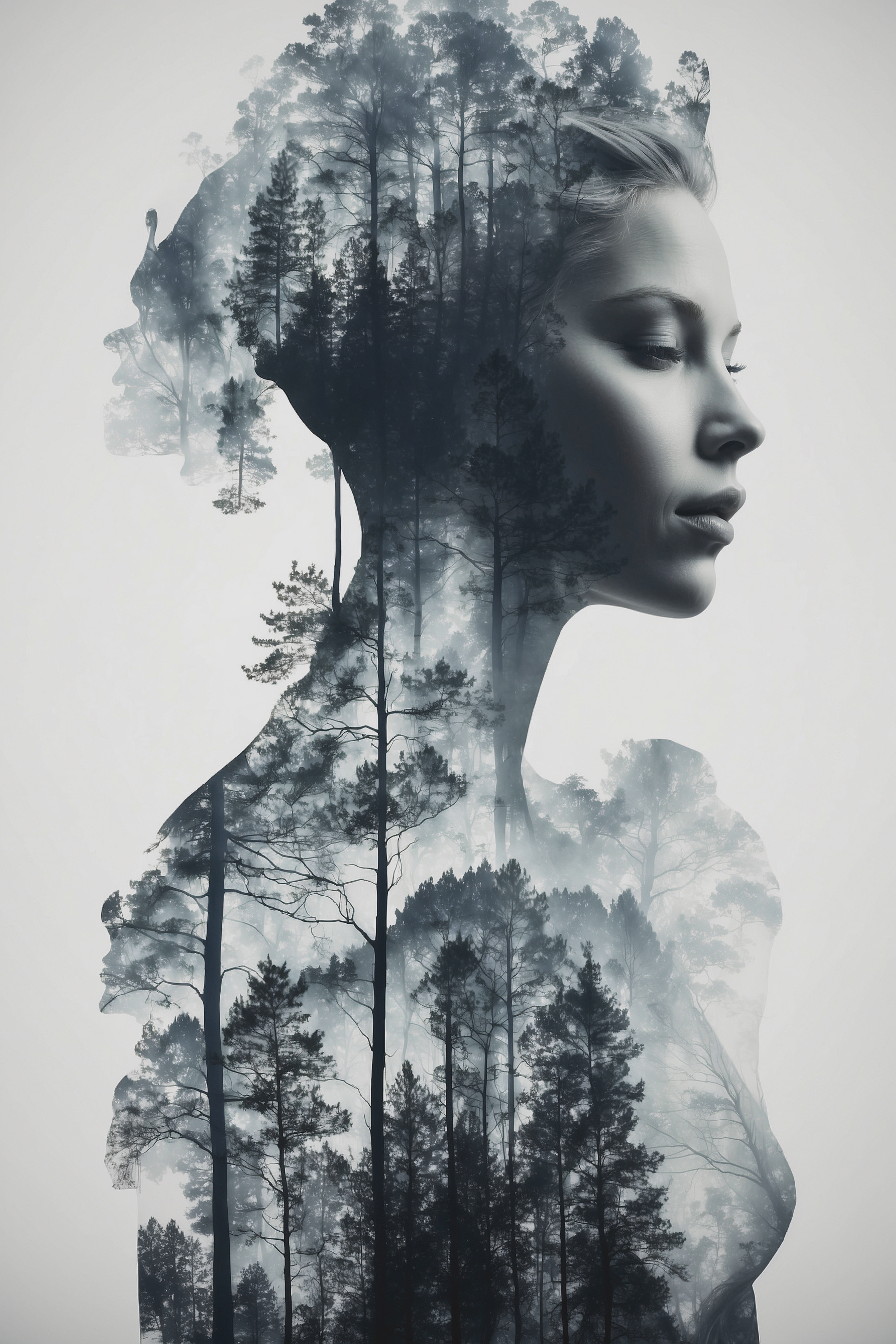 A woman's face and a tree