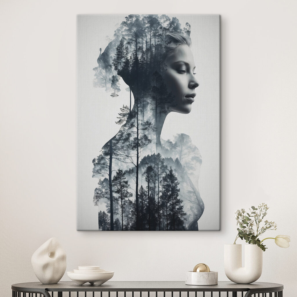 A woman's face and a tree