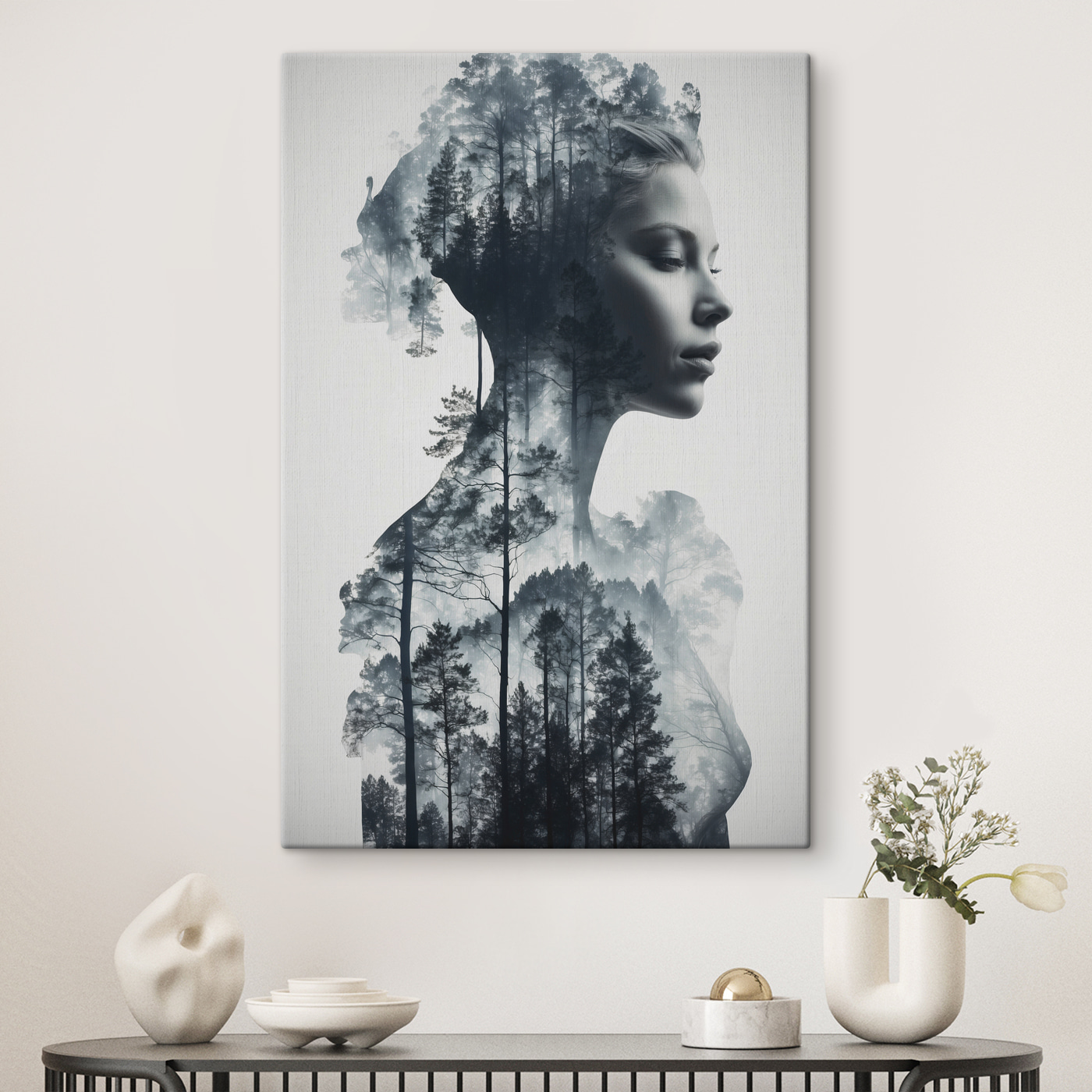 A woman's face and a tree
