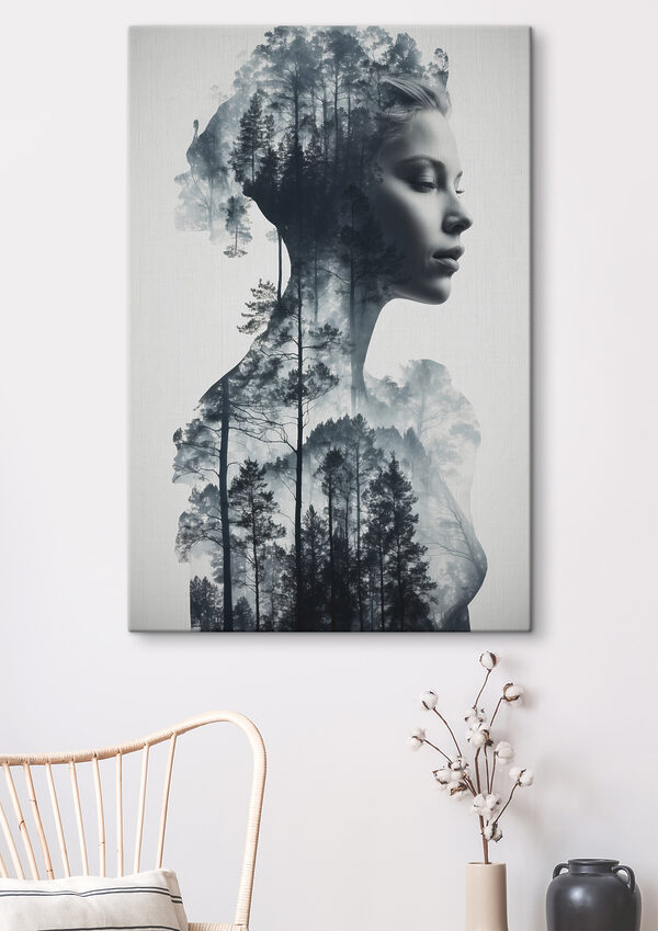 A woman's face and a tree