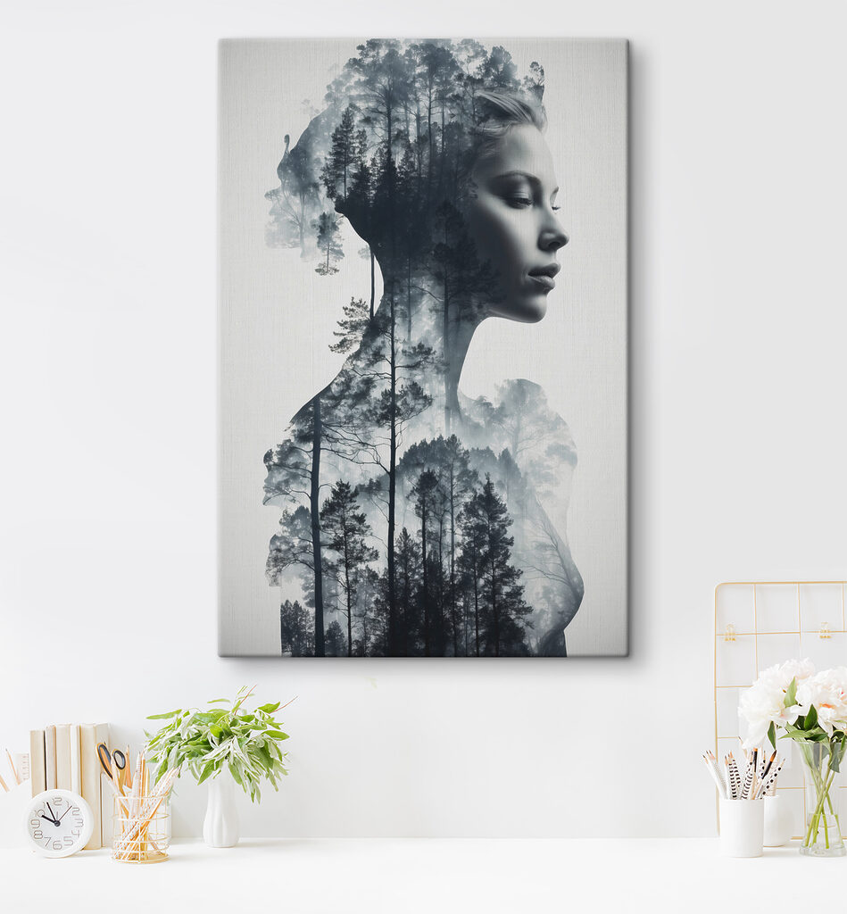 A woman's face and a tree