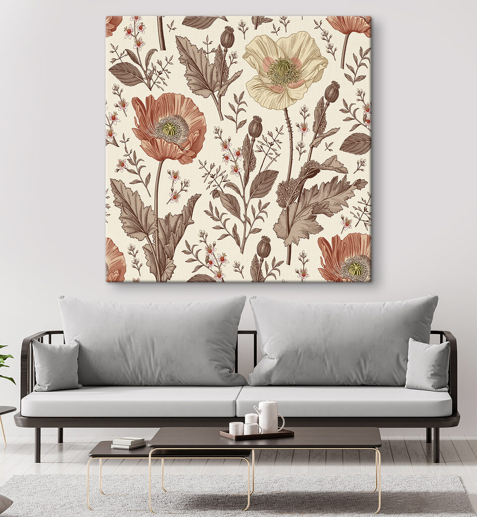 A pattern of flowers and leaves A pattern of flowers and leaves