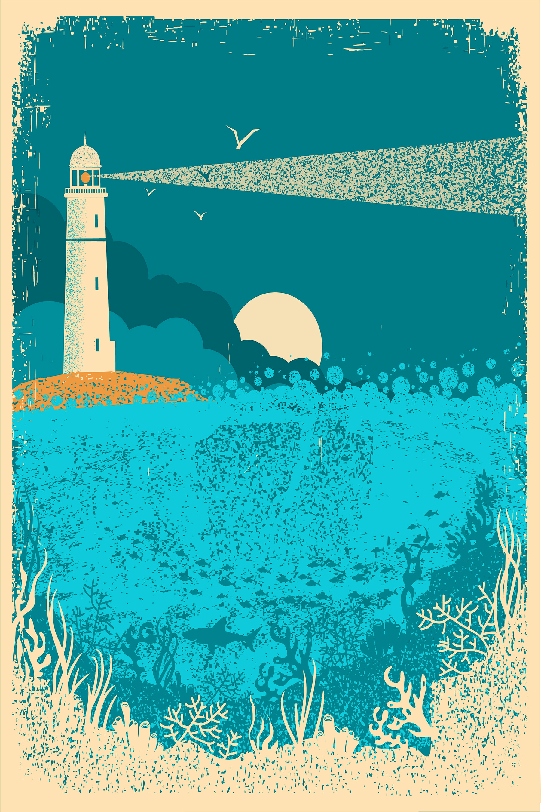 A poster of a lighthouse A poster of a lighthouse