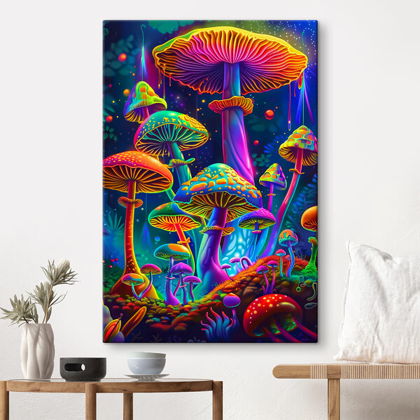 A colorful mushrooms in a forest