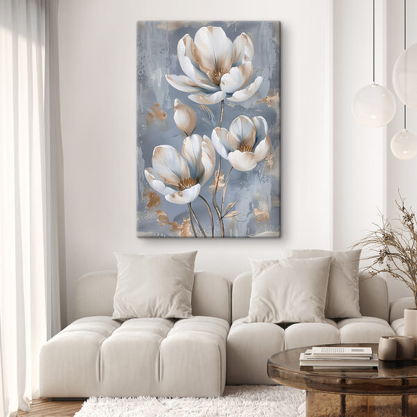 Quadri Quadri Un dipinto raffigurante dei fiori su sfondo blu (COD: s38142)
