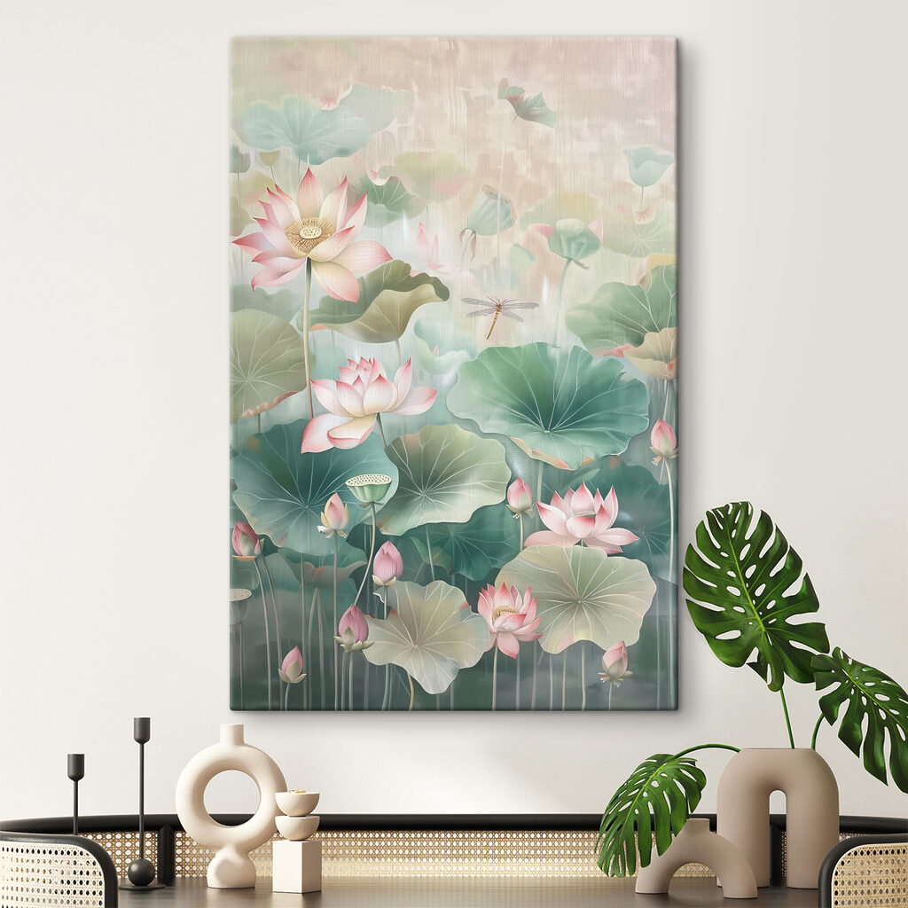 A painting of flowers and leaves