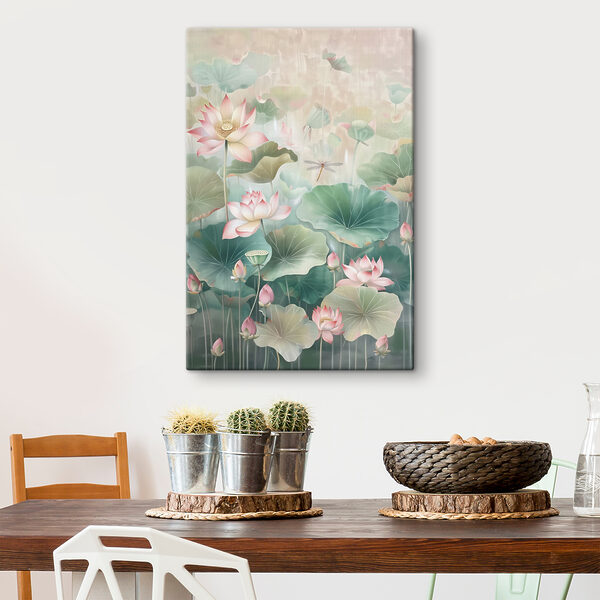 A painting of flowers and leaves