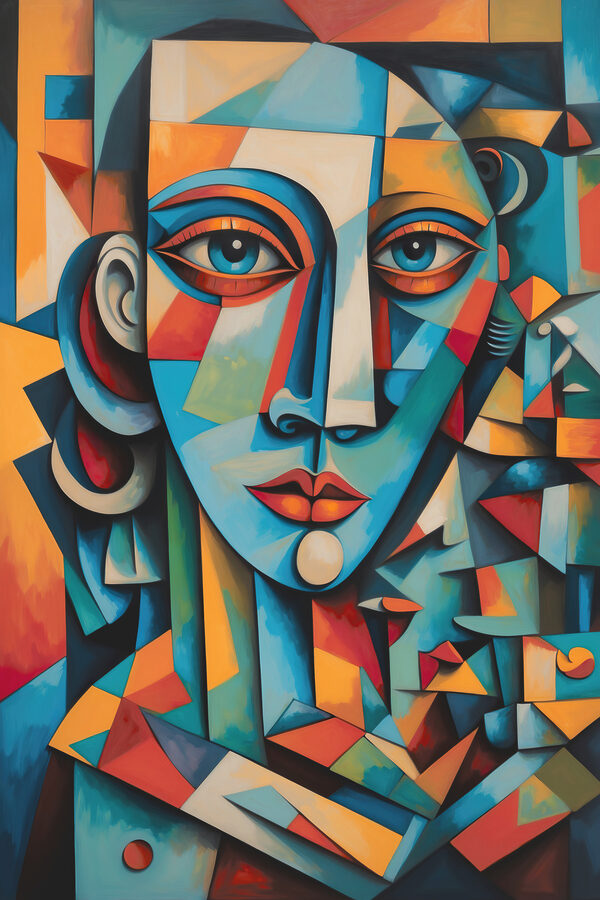 A painting of a woman's face