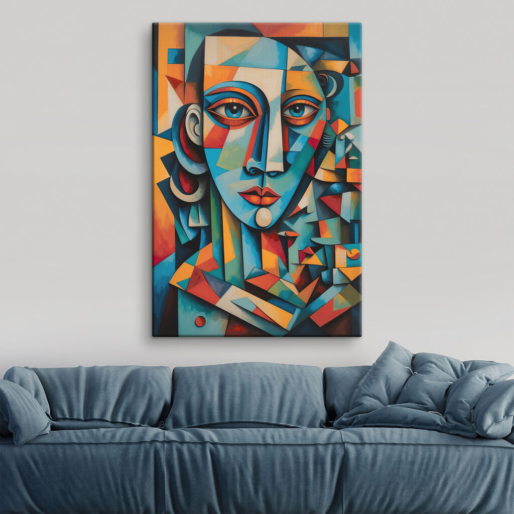 A painting of a woman's face